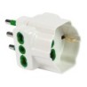 Adattatore triplo spina 16A a 2 prese Bipasso + 1 Schuko bianca