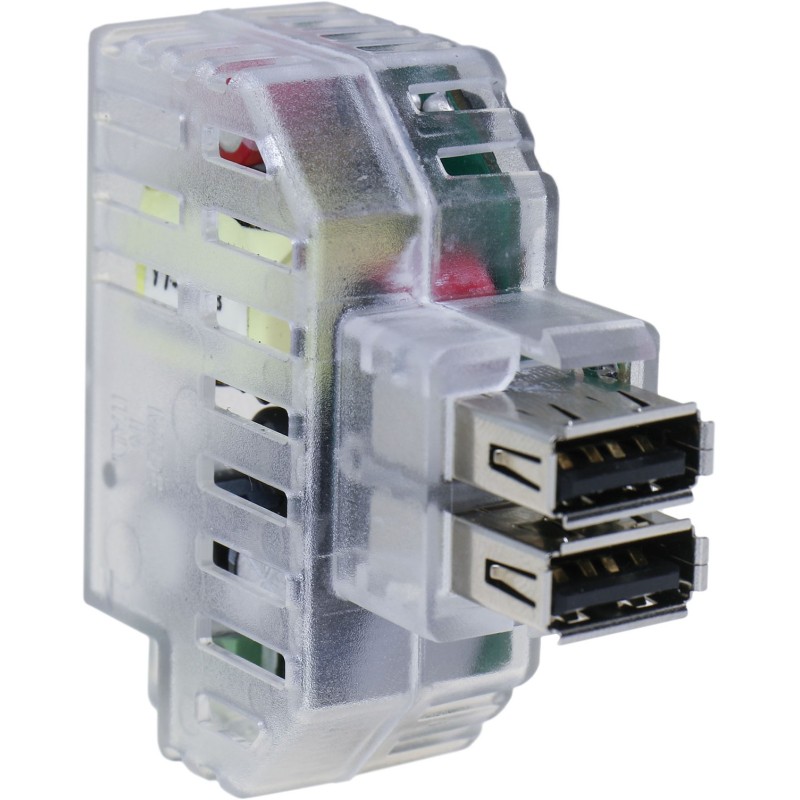 Alimentatore doppio USB 2,4A da incasso Keystone trasparente
