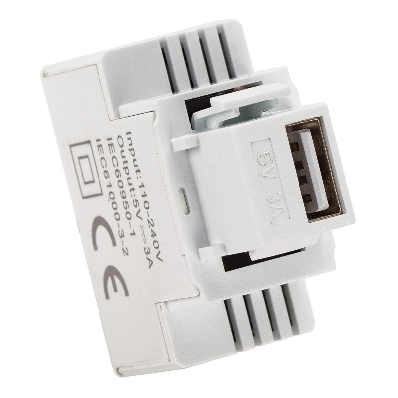 Alimentatore USB 3A da incasso Keystone compatto bianco