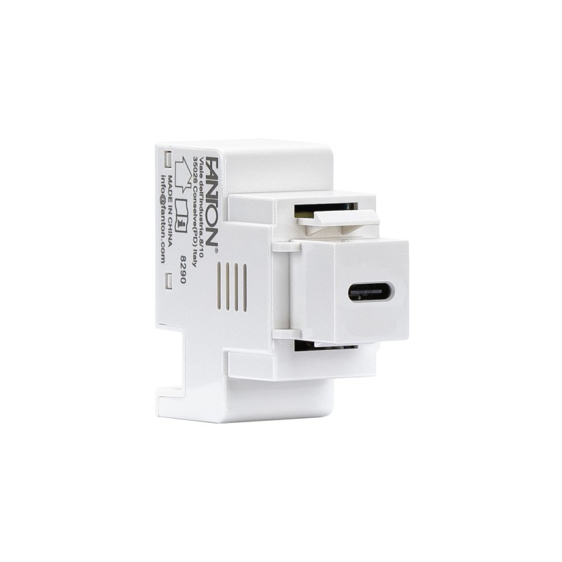 Alimentatore USB-C 3A da incasso Keystone compatto bianco
