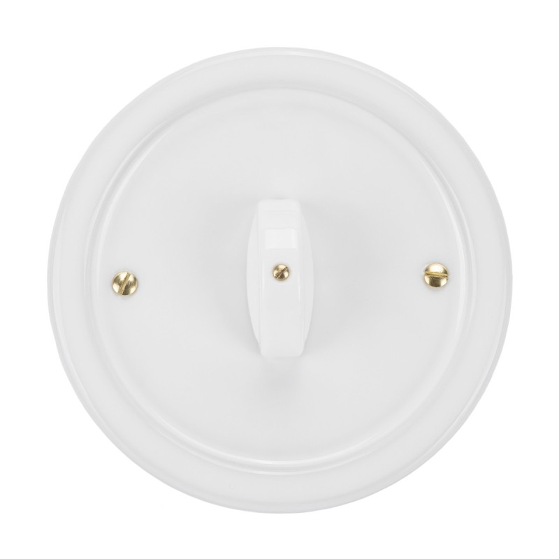 Placca tonda €?125mm in ceramica bianca con interruttore/deviatore