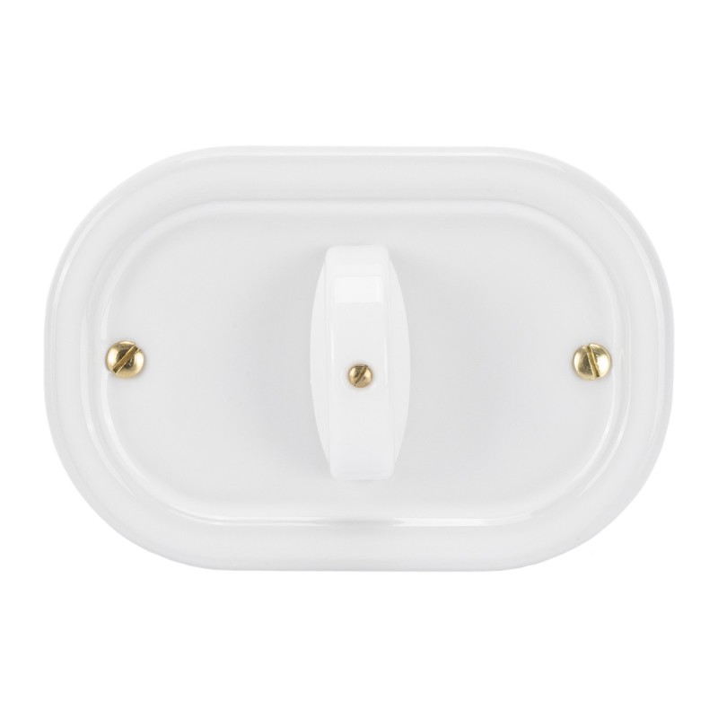 Placca ovale 125x81mm in ceramica bianca con interruttore/deviatore