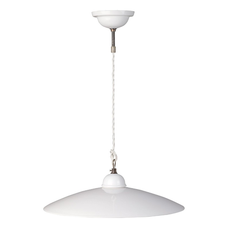 Lampadario a sospensione E27 con piatto liscio bianco