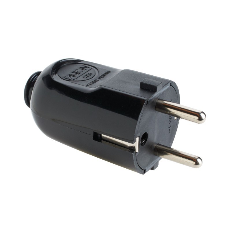Spina Schuko 16A nera (Blister)