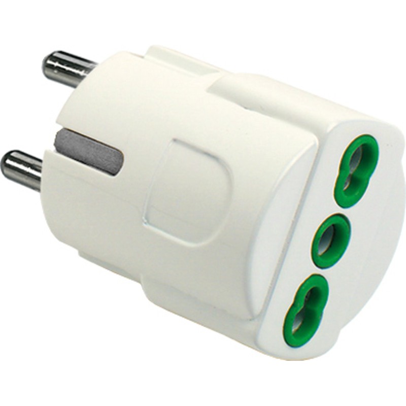 Adattatore Schuko plug a 1 presa Bipasso bianca (Blister)