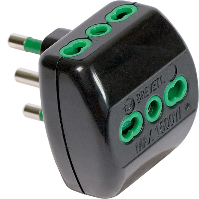 Adattatore triplo Vertical System spina 16A a 3 prese Bipasso nera (Blister)