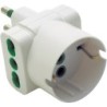 Adattatore triplo spina 16A a 2 Bipasso + 1 Schuko bianca (Blister)
