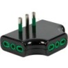 Adattatore triplo piatto spina 16A a 3 prese Bipasso nera (Blister)