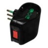 Adattatore doppio con spina 10A (S11) e 2 prese Bipasso P40 con interruttore di sicurezza nero.