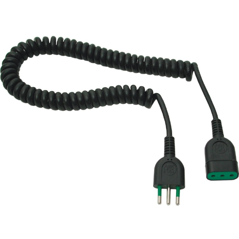 Prolunga estensibile 5m con spina e presa 10A (cavo 3G1) nera.