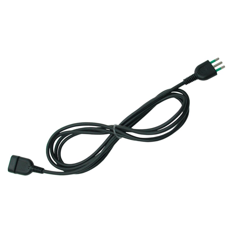 Prolunga lineare 5m (cavo 3G1) con spina e presa 10A nera.