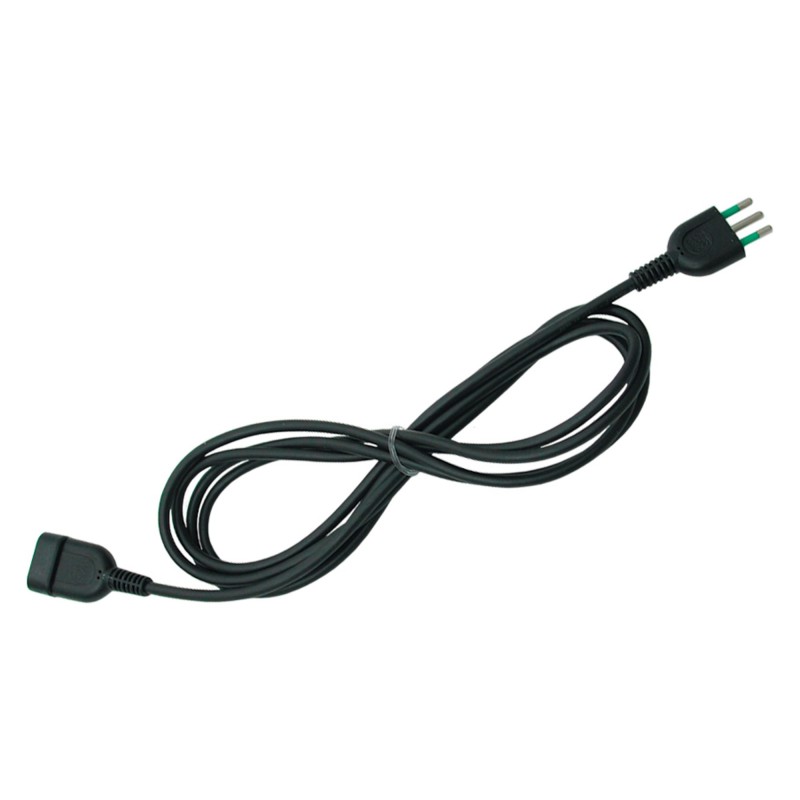 Prolunga lineare 8m (cavo 3G1) con spina e presa 10A nera.