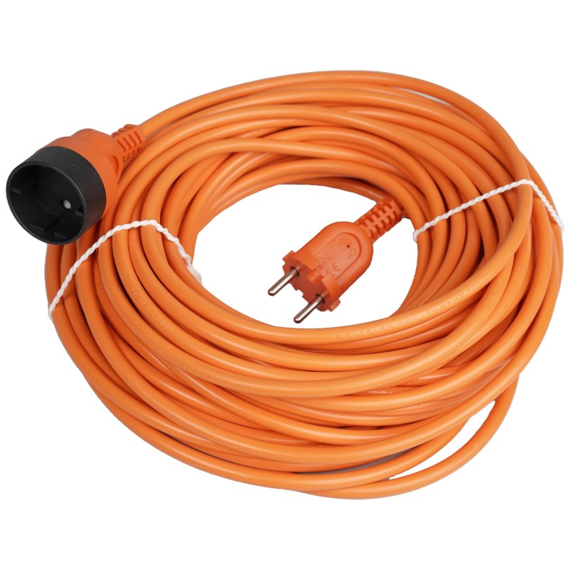 Prolunga lineare Garden 20m con spina e presa tedesca 2P arancione.
