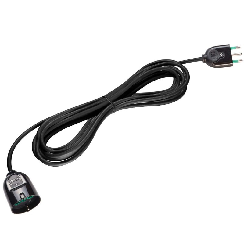 Prolunga lineare 30m (cavo 3G1,5) con spina 16A (S17) e presa Bipasso P40 nera.