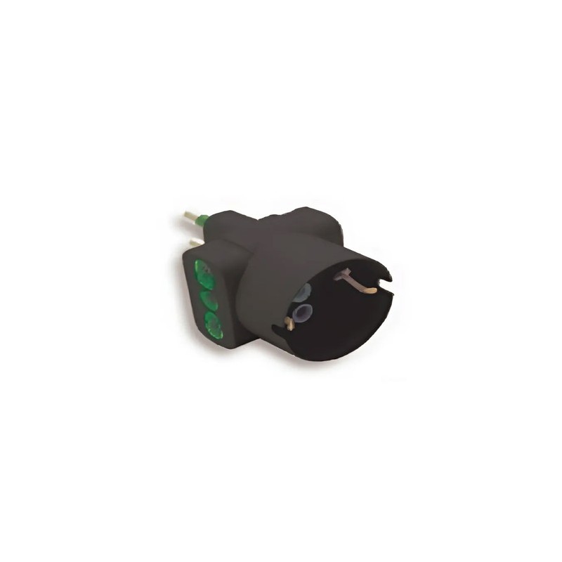 Adattatore triplo spina 16A a 2 Bipasso + 1 Schuko nera (Blister)