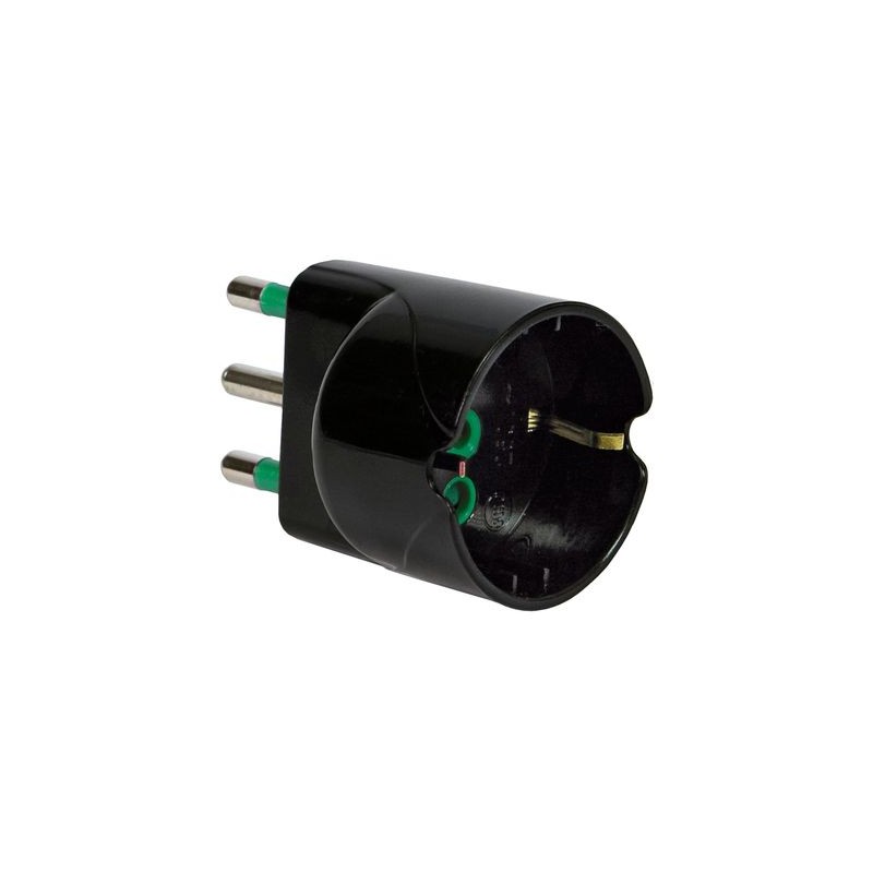 Adattatore semplice spina 16A a 1 presa Schuko P30 nera (Eco)