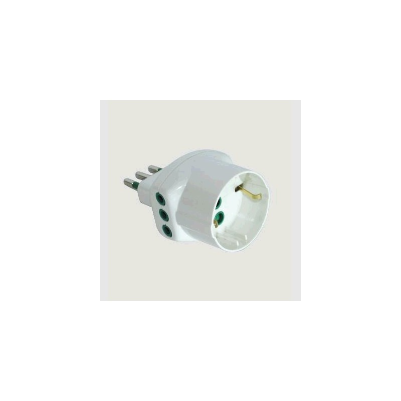 Adattatore triplo Vertical System spina 10A a 2 prese 10A + 1 Schuko (Eco) bianca