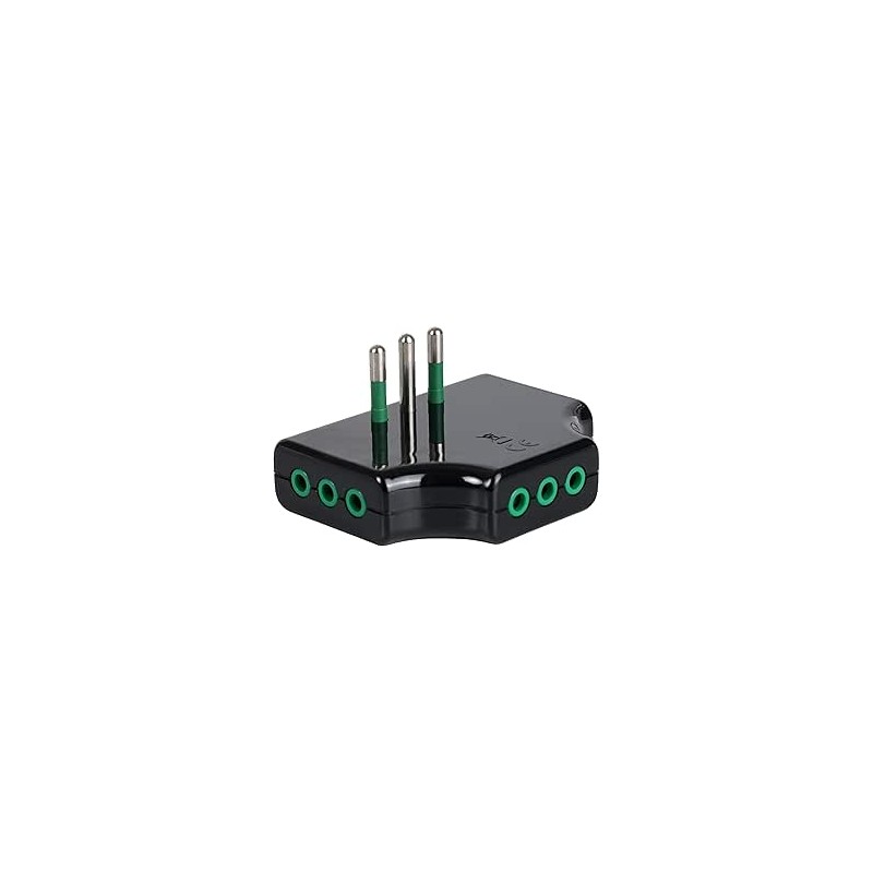 Adattatore triplo piatto spina 10A a 3 prese 10A nera (Eco)