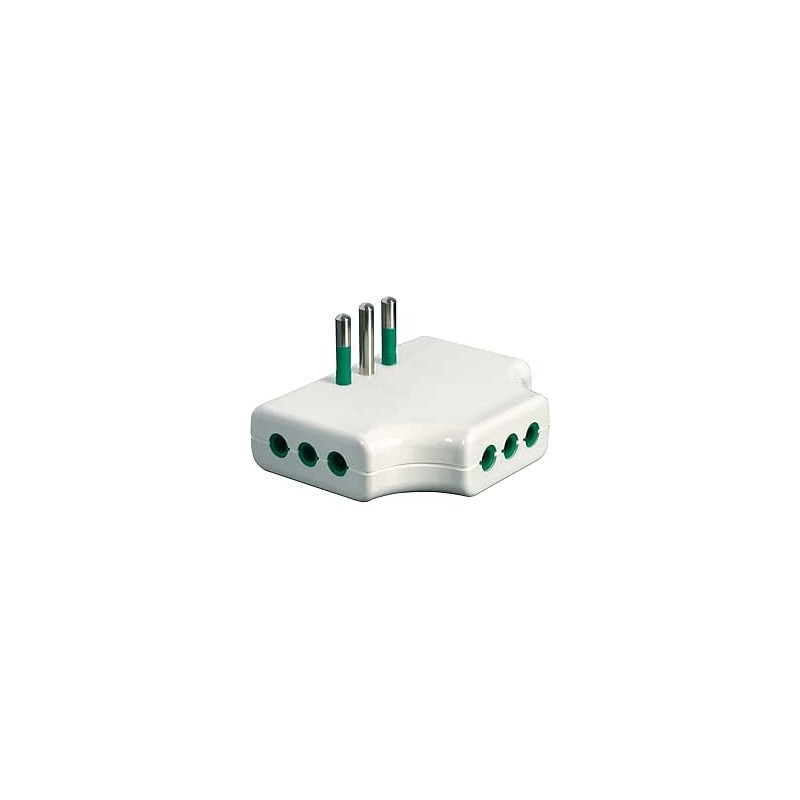 Adattatore triplo piatto spina 10A a 3 prese 10A bianca (Eco)