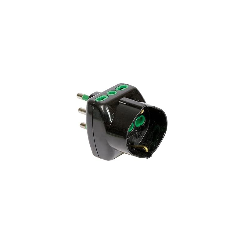 Adattatore triplo Vertical System spina 16A a 2 Bipasso + 1 P40 nera (Eco)