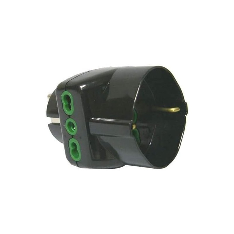 Adattatore triplo Vertical System spina Schuko a 2 Bipasso + 1 P40 nera (Eco)