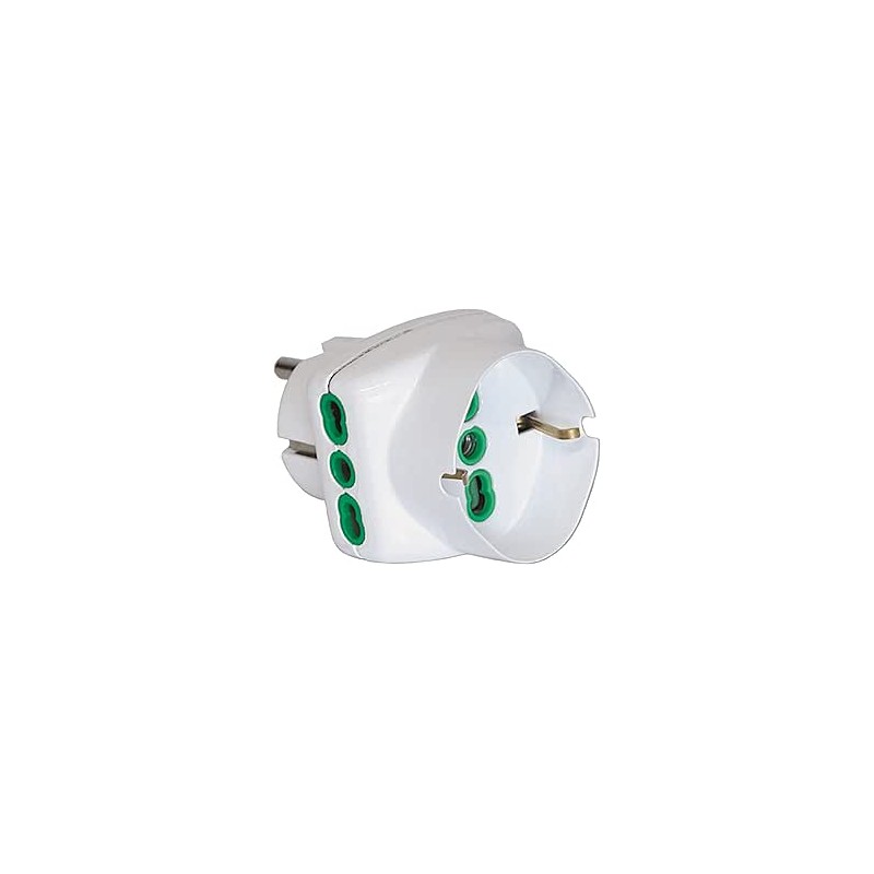 Adattatore triplo Vertical System spina Schuko a 2 Bipasso + 1 P40 bianca (Eco)