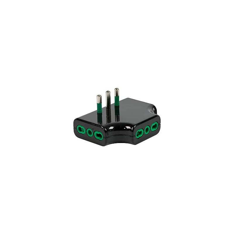 Adattatore triplo piatto spina 16A a 3 prese Bipasso nera (Eco)