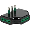 Adattatore triplo piatto spina 16A a 3 prese Bipasso nera (Eco)
