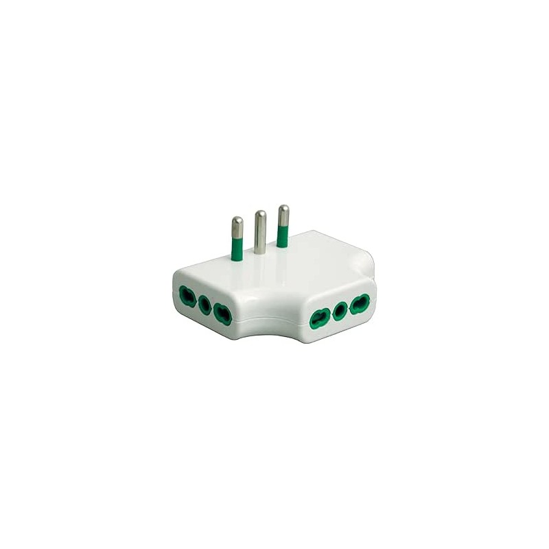 Adattatore triplo piatto spina 16A a 3 prese Bipasso bianca (Eco)