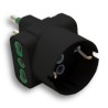 Adattatore triplo spina 16A a 2 prese Bipasso + 1 Schuko nera