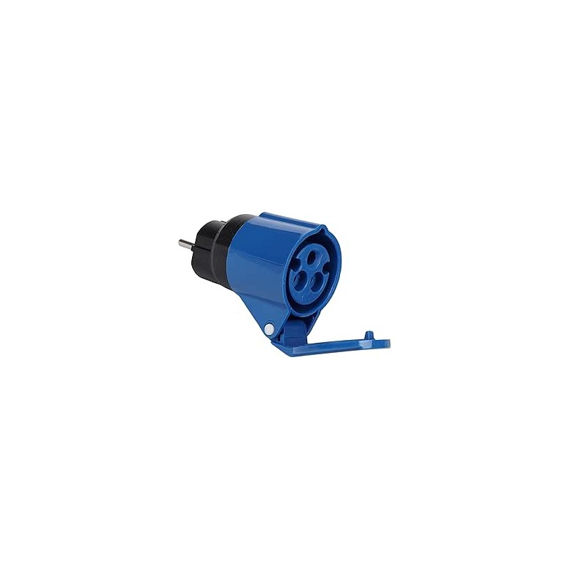 Adattatore industriale nero con spina Schuko e presa CEE 16A
