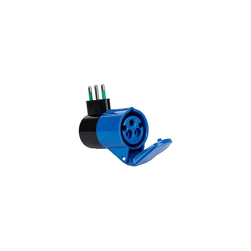 Adattatore industriale nero con spina 16A (S17) e presa CEE 16A