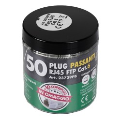 Kit 50 plug RJ45 Cat. 6 FTP passanti schermati con copriplug