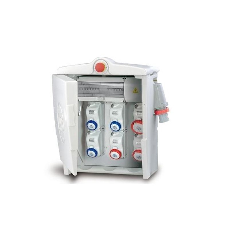 Quadro Polifemo MIDI ASC con 6 prese mix, emergenza e spina 32A (6kW)