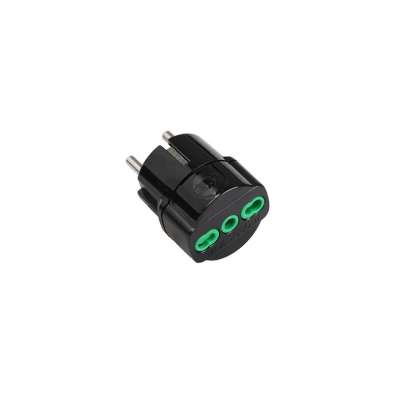 Adattatore Schuko plug a 1 presa Bipasso nera (Eco)