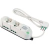 Multipresa Antibatterica ECO 6 uscite mix (2 P40 + 4 Bipasso) con cavo 1,5m, spina 10A e interruttore di sicurezza