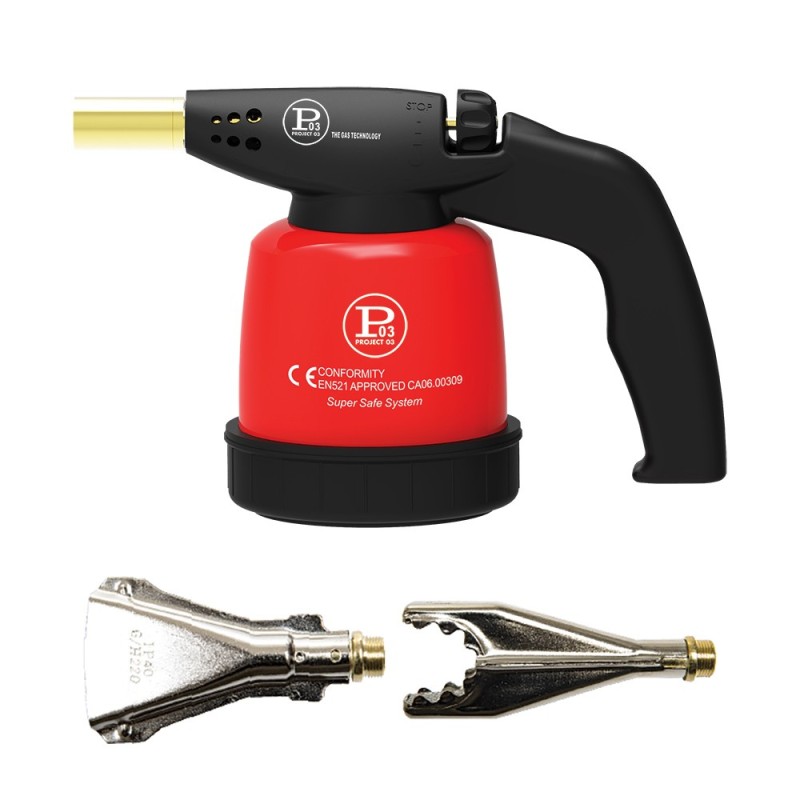 Set saldatore con 2 bruciatori ricambio, corpo metallo, 190 g, 1,76 kW