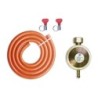 Set regolatore bassa pressione a taratura fissa, portata 1,5 kg/h – completo di tubo di gomma e fascette